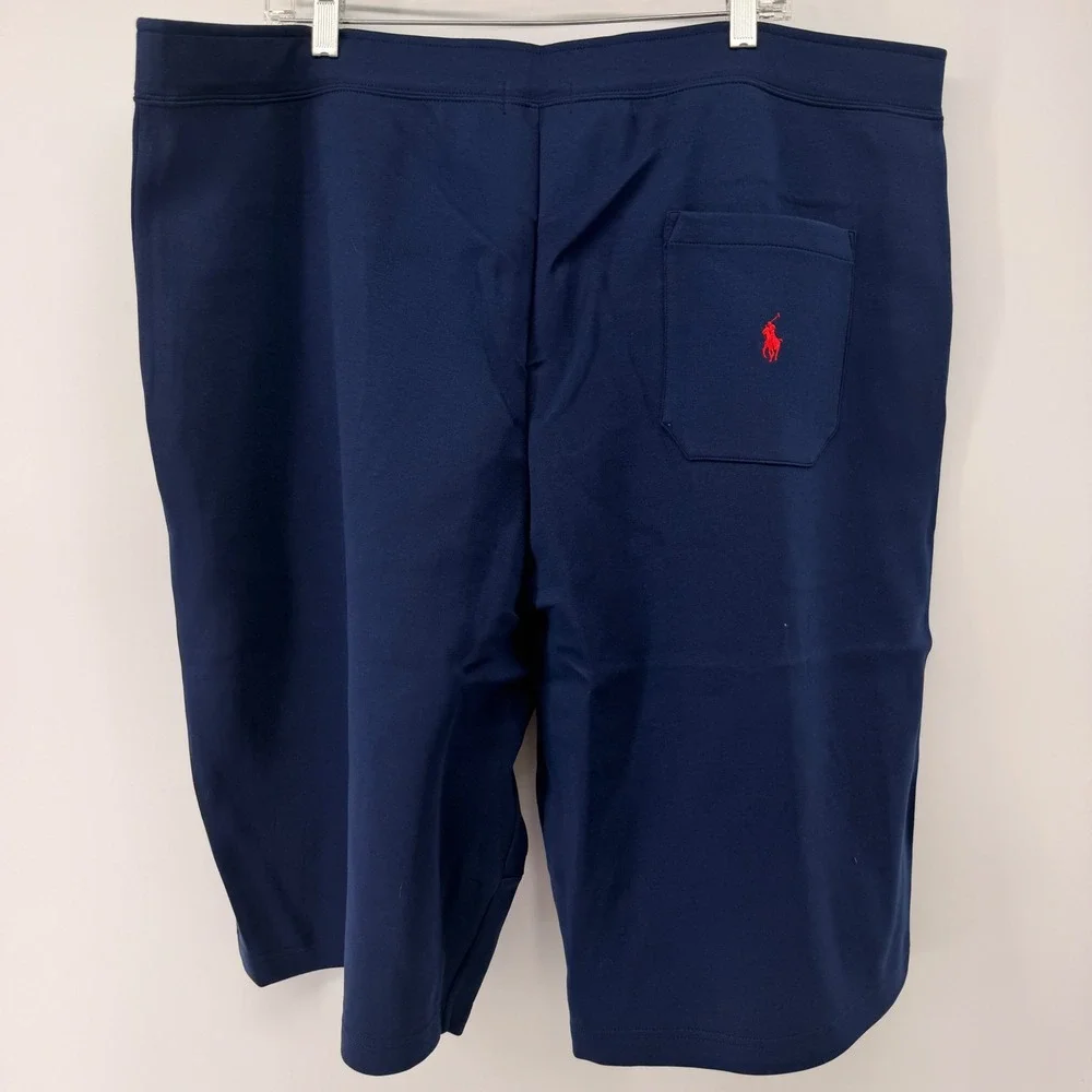Polo Ralph Lauren Knit Shorts Mens 3XLT Navy Blue Script Logo Drawstring NEW